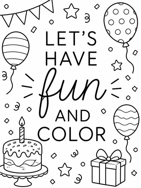 Coloring sheet in the Minimalist Black and White Birthday Invitation design
