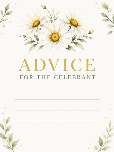 Advice card in the Watercolor Daisy Field 3rd Birthday Invitation design