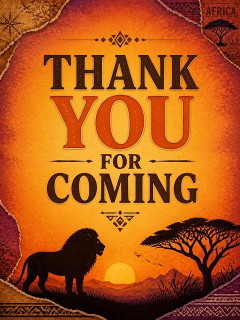 Thank-you flat in the Orange Sunset Safari 5th Birthday Invitation design