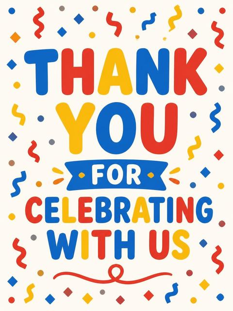 Thank-you flat in the Primary Color Balloon 10th Birthday Invitation design