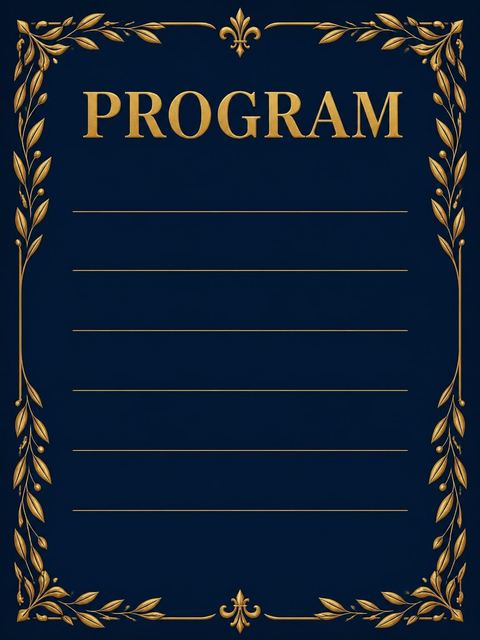 Program / agenda in the Navy and Gold Laurel 50th Birthday design