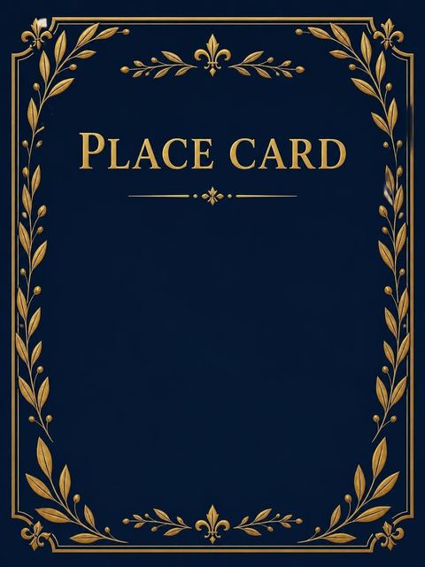 Place card in the Navy and Gold Laurel 50th Birthday design