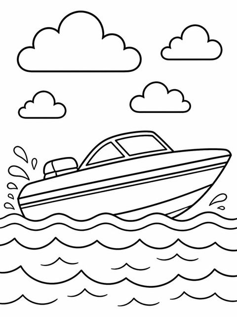 Coloring sheet in the Red and Blue Motorboat 5th Birthday design