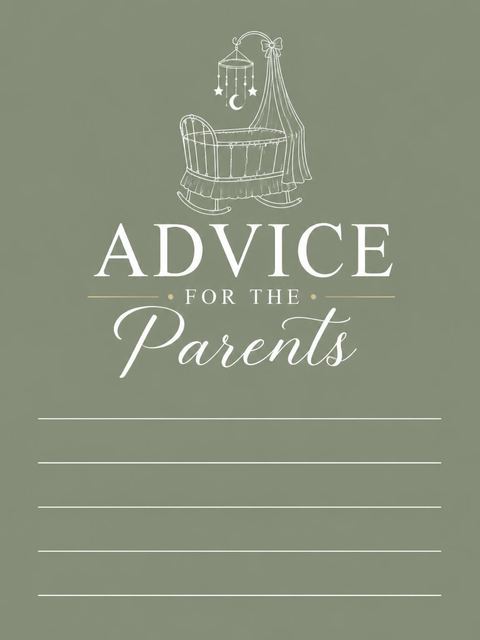 Advice card in the Sage Green Cradle Baby Shower design