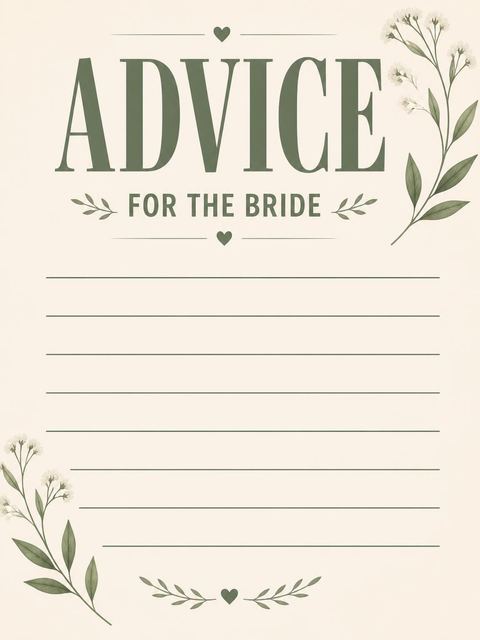 Advice card in the Sage Green Minimalist Bridal Shower design