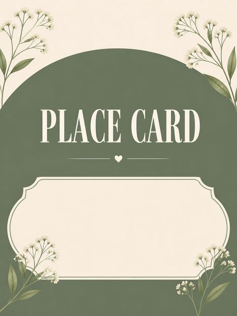 Place card in the Sage Green Minimalist Bridal Shower design