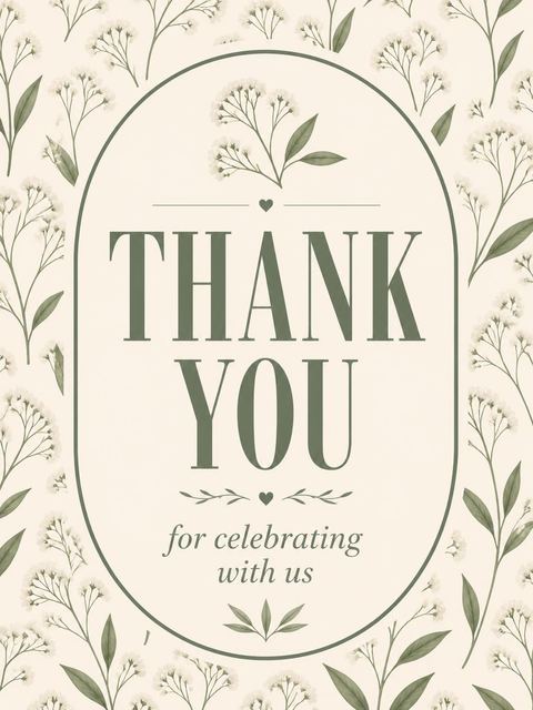 Thank-you flat in the Sage Green Minimalist Bridal Shower design
