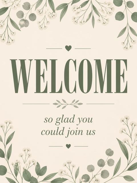 Welcome sign in the Sage Green Minimalist Bridal Shower design