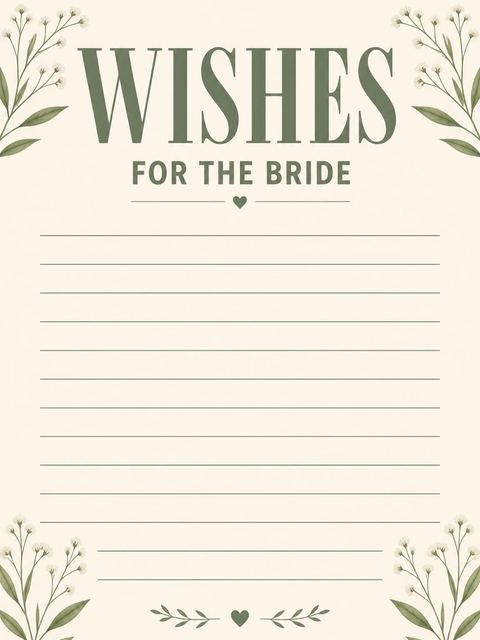 Wishes page in the Sage Green Minimalist Bridal Shower design