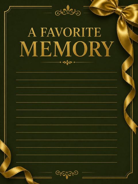 Memory card in the Gold Ribbon Forest Green 70th Birthday design