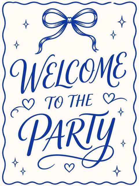 Welcome sign in the Royal Blue Ribbon 6th Birthday Invitation design