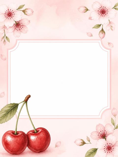 Place card in the Watercolor Cherry Blossom 1st Birthday design