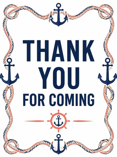 Thank-you flat in the Navy Anchor Rope Beach Birthday design