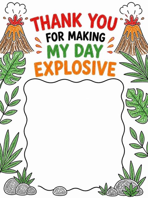 Thank-you flat in the Crayon Volcano Jungle 2nd Birthday Invitation design