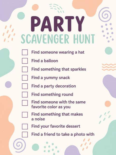 Scavenger hunt in the Pastel Abstract Pattern 13th Birthday Invitation design