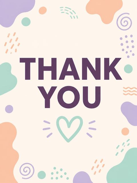 Thank-you flat in the Pastel Abstract Pattern 13th Birthday Invitation design