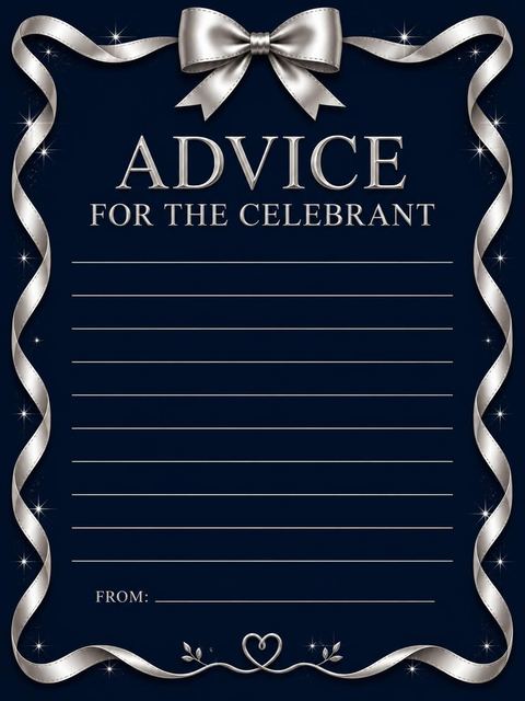Advice card in the Navy Silver Ribbon 35th Birthday design