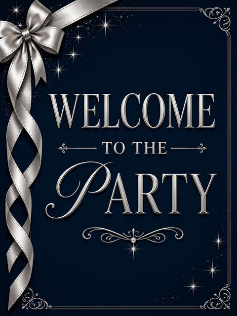 Welcome sign in the Navy Silver Ribbon 35th Birthday design