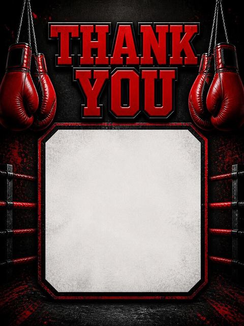 Thank-you flat in the Red and Black Leather Boxing 18th Birthday design