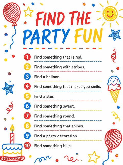 Scavenger hunt in the Primary Crayon Motif 6th Birthday Invitation design