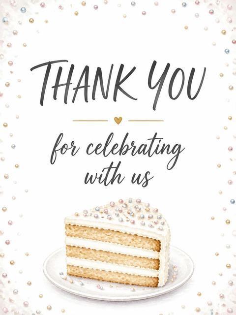 Thank-you flat in the Watercolor Vanilla Cake 20th Birthday Invitation design