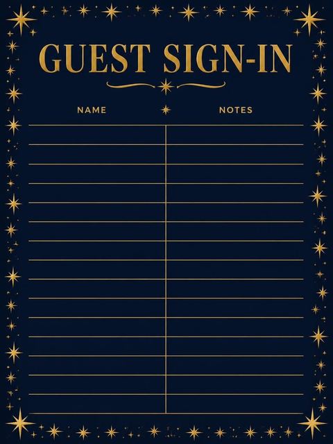 Guest sign-in sheet in the Navy Gold Ribbon 30th Birthday design