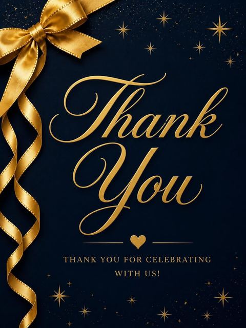 Thank-you flat in the Navy Gold Ribbon 30th Birthday design