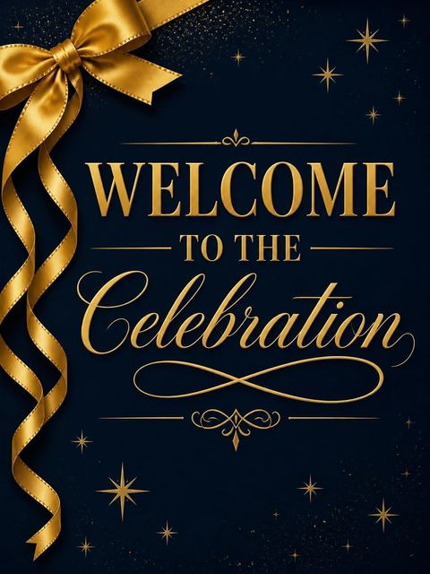Welcome sign in the Navy Gold Ribbon 30th Birthday design