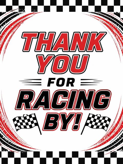 Thank-you flat in the Checkered Flag Racing 5th Birthday design