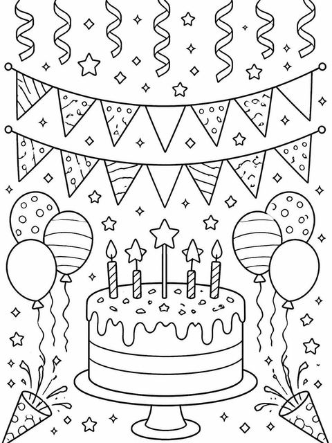 Coloring sheet in the Pastel Confetti Party Poppers 6th Birthday design