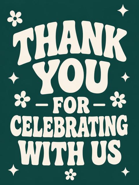 Thank-you flat in the Forest Green Retro Typography Invitation design