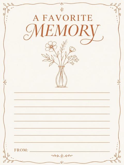 Memory card in the Terracotta Line Art Floral Bridal Shower design
