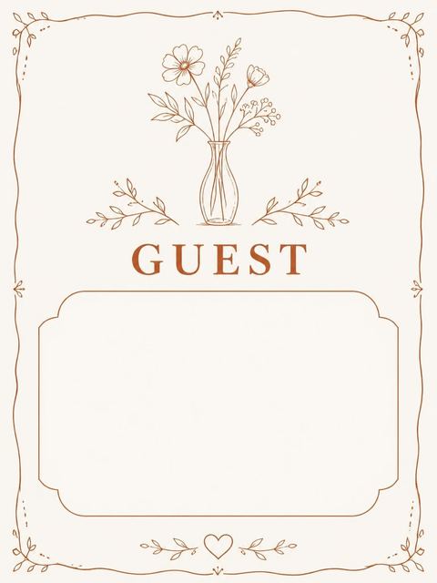 Place card in the Terracotta Line Art Floral Bridal Shower design