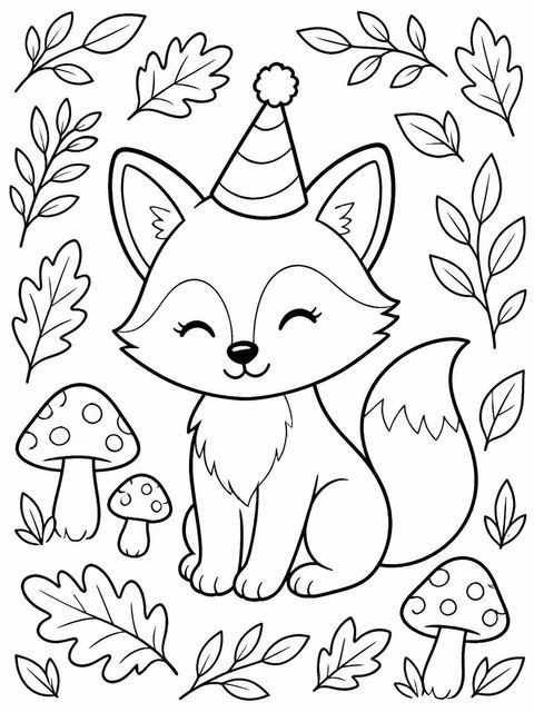 Coloring sheet in the Earthy Watercolor Fox 2nd Birthday design