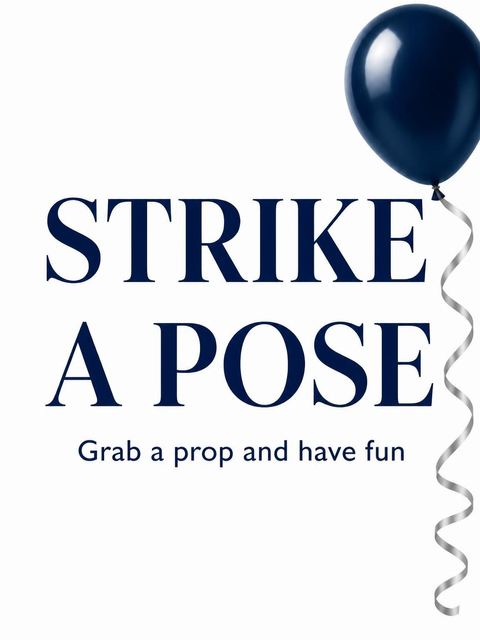 Photo-booth sign in the Navy Balloon 30th Birthday design