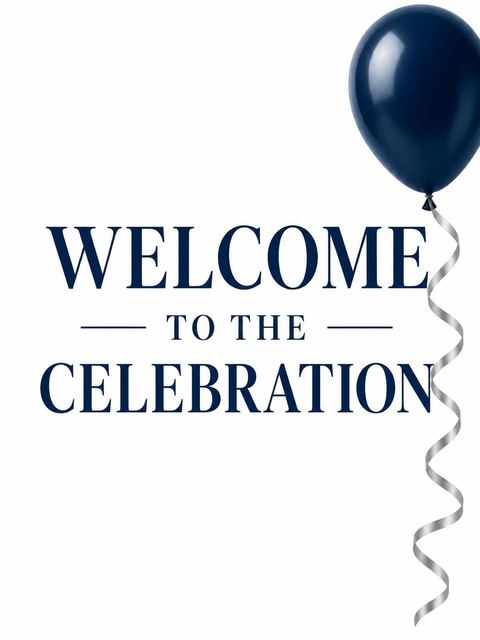 Welcome sign in the Navy Balloon 30th Birthday design