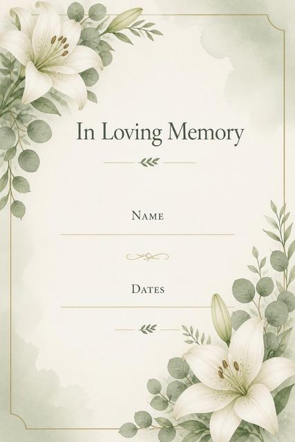 Memorial card in the Celebration of Life design