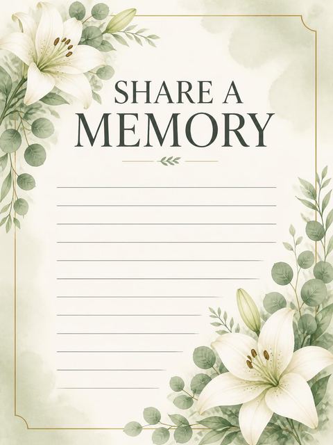 Memory card in the Celebration of Life design
