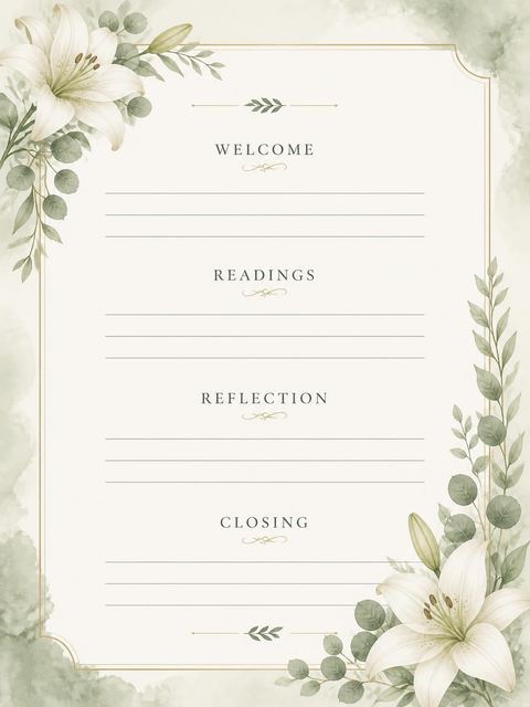 Program of service in the Celebration of Life design