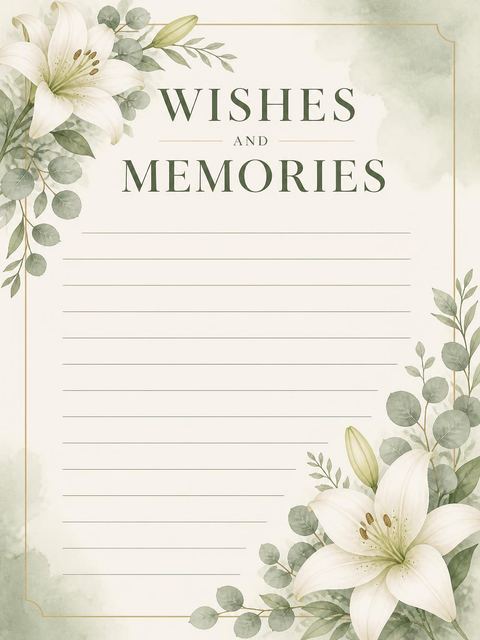 Wishes page in the Celebration of Life design
