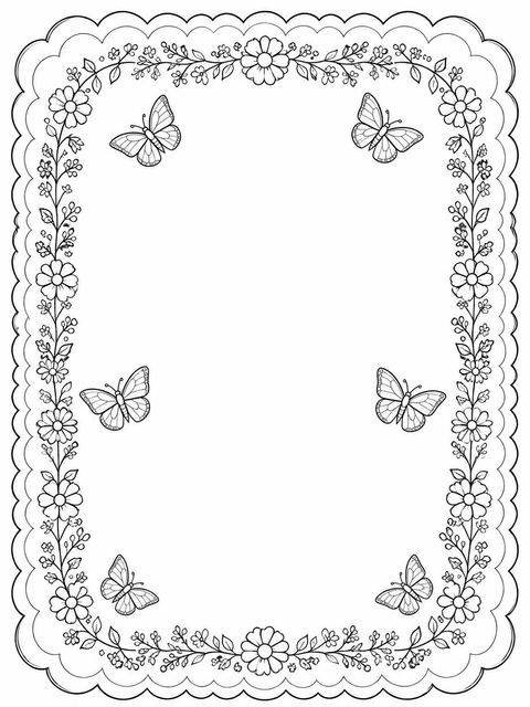 Coloring sheet in the Cream Floral Vine 2nd Birthday design