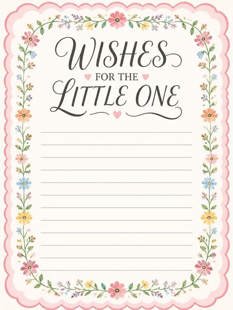 Wishes page in the Cream Floral Vine 2nd Birthday design