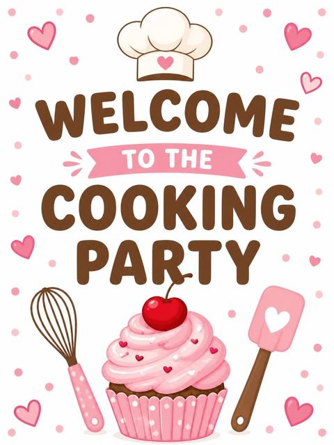 Welcome sign in the Pink Cupcake Chef 5th Birthday design