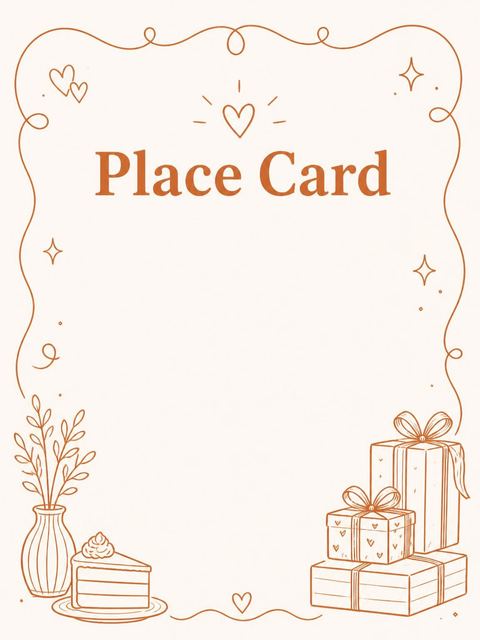 Place card in the Terracotta Line-Art 21st Birthday Invitation design