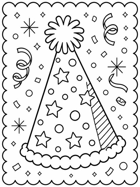 Coloring sheet in the Red Scalloped Party Hat 11th Birthday design