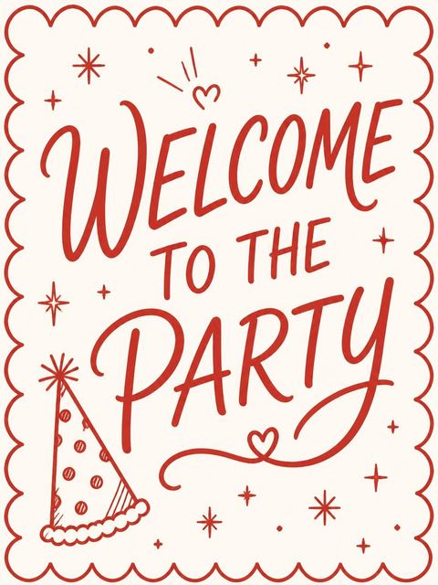 Welcome sign in the Red Scalloped Party Hat 11th Birthday design