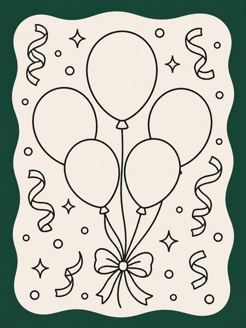 Coloring sheet in the Forest Green Bubble Letter Birthday design