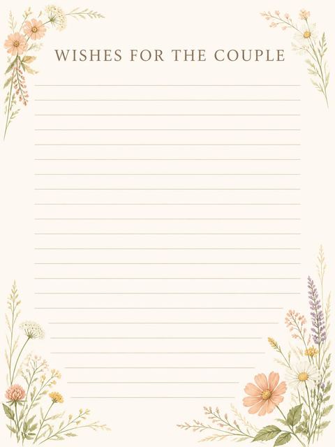 Wishes page in the Wildflower Meadow Botanical Wedding Invitation design