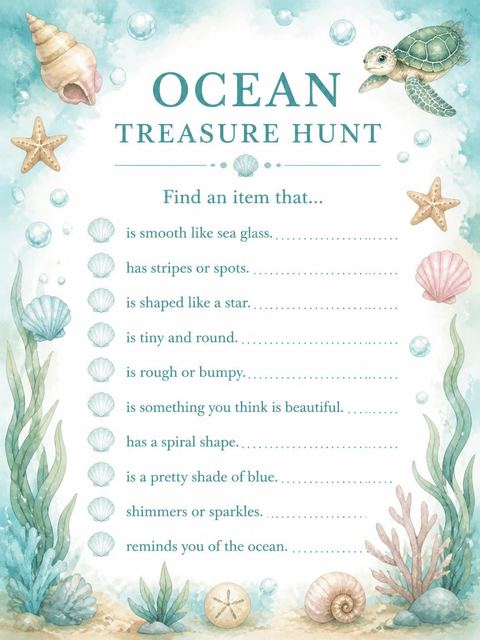 Scavenger hunt in the Watercolor Sea Turtle 4th Birthday design