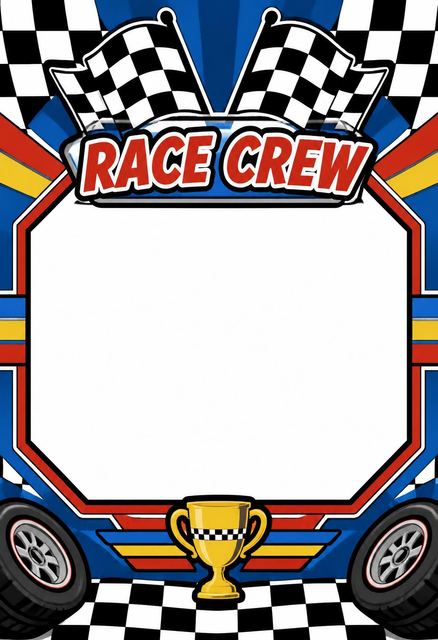 Place card in the Cartoon Race Car 4th Birthday Invitation design